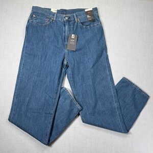 NWT Levi's Premium 568 Loose Straight Jeans Blue Linen Denim Lightweight 34x34
